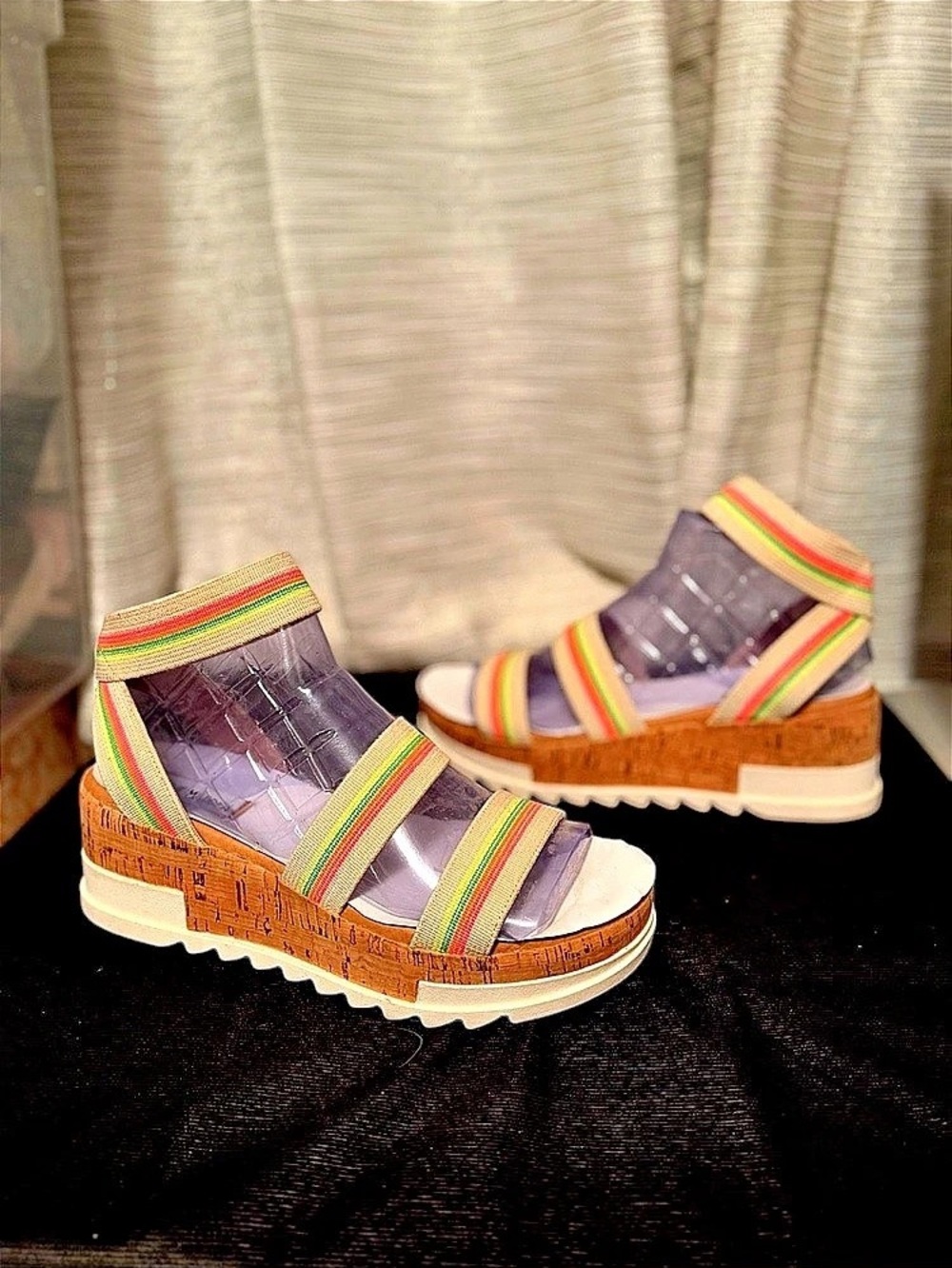 Steve Madden Girl Nautic Striped Multicolor Wedge Sandals